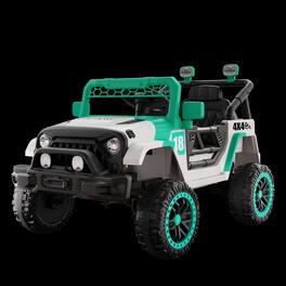 Ropilly - 12v ride on car with remote control White+Green Toddler Electric Car