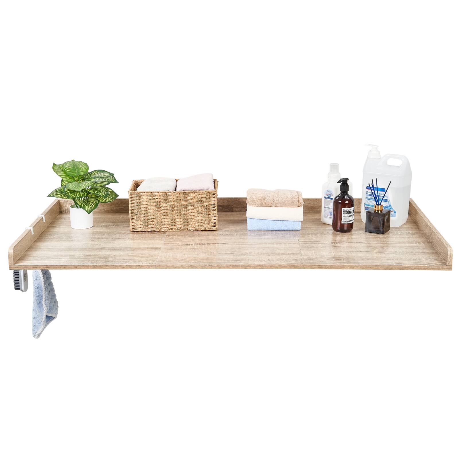 Alt View 5. VEVOR - Washer Dryer Countertop, 54 x 27.5 in Wooden Washer and Dryer Topper with Edge & 2 Hooks, Water-Resistant - Oak.