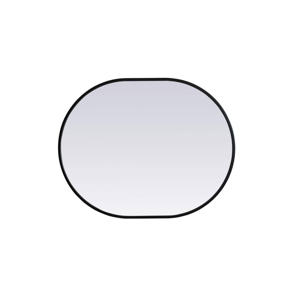 Back. Elegant Decor - Metal Frame Oval Mirror 24x30 Inch in Black - Black.
