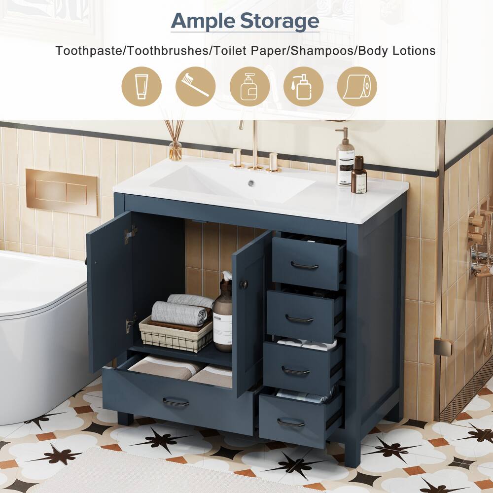 Ample Storage  
Toothpaste/Toothbrushes/Toilet Paper/Shampoos/Body Lotions