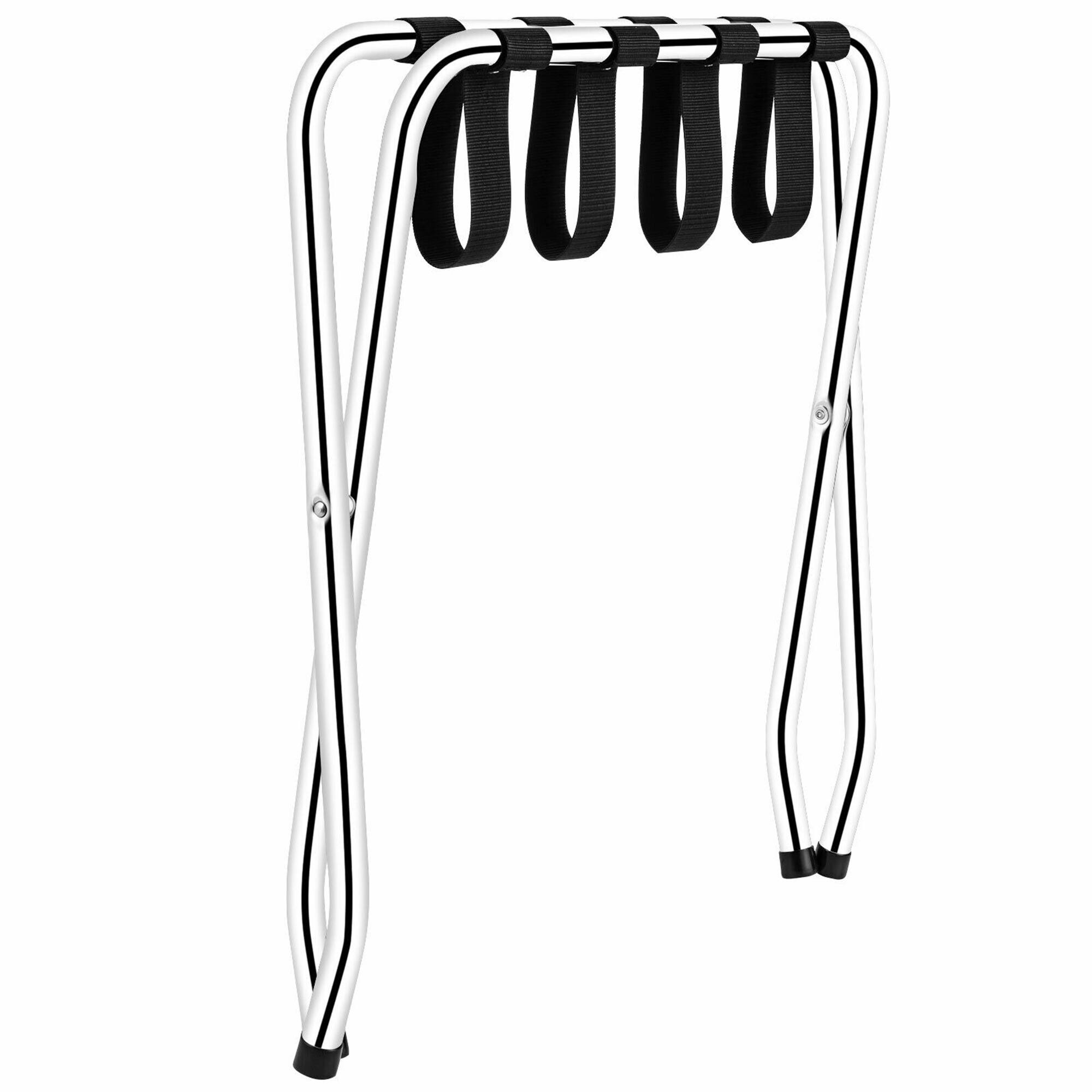 Alt View 4. Costway - Costway Set of 3 Folding Luggage Rack Chromed Metal Suitcase Holder Shelf for Home Hotel - Silver,Black.