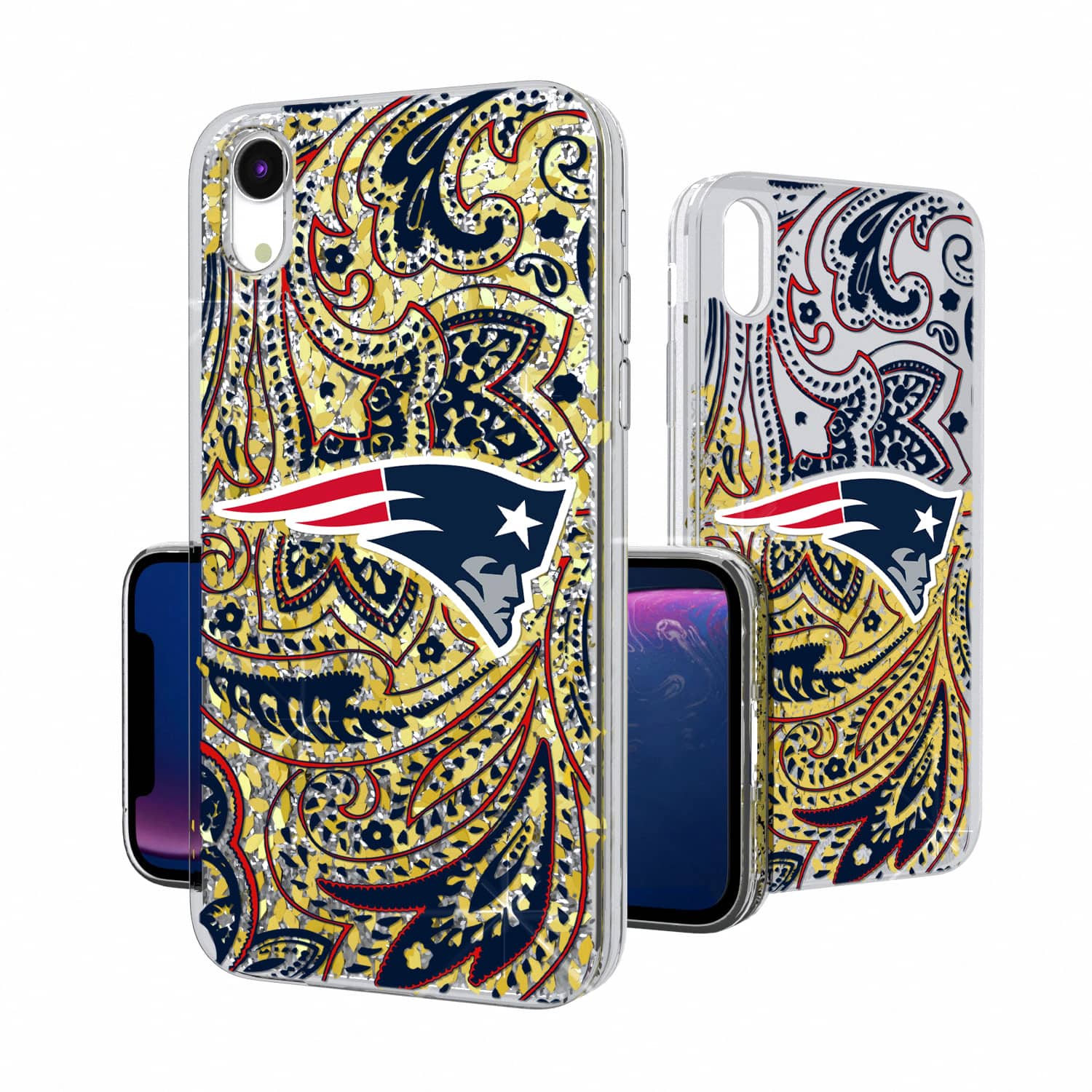 Keyscaper - NFL - New England Patriots - iPhone Paisley Design Glitter Case - 14 Pro Max - Multicolor
