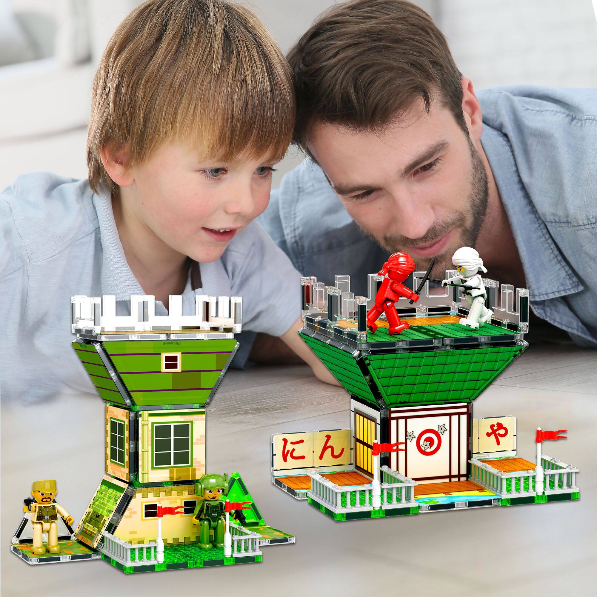 Alt View 2. PicassoTiles - PICASSO-TILES Magnetic Tiles for Kids – Ninjas and Troops Theme 120PCS STEM Construction Building Blocks Educational Toy.