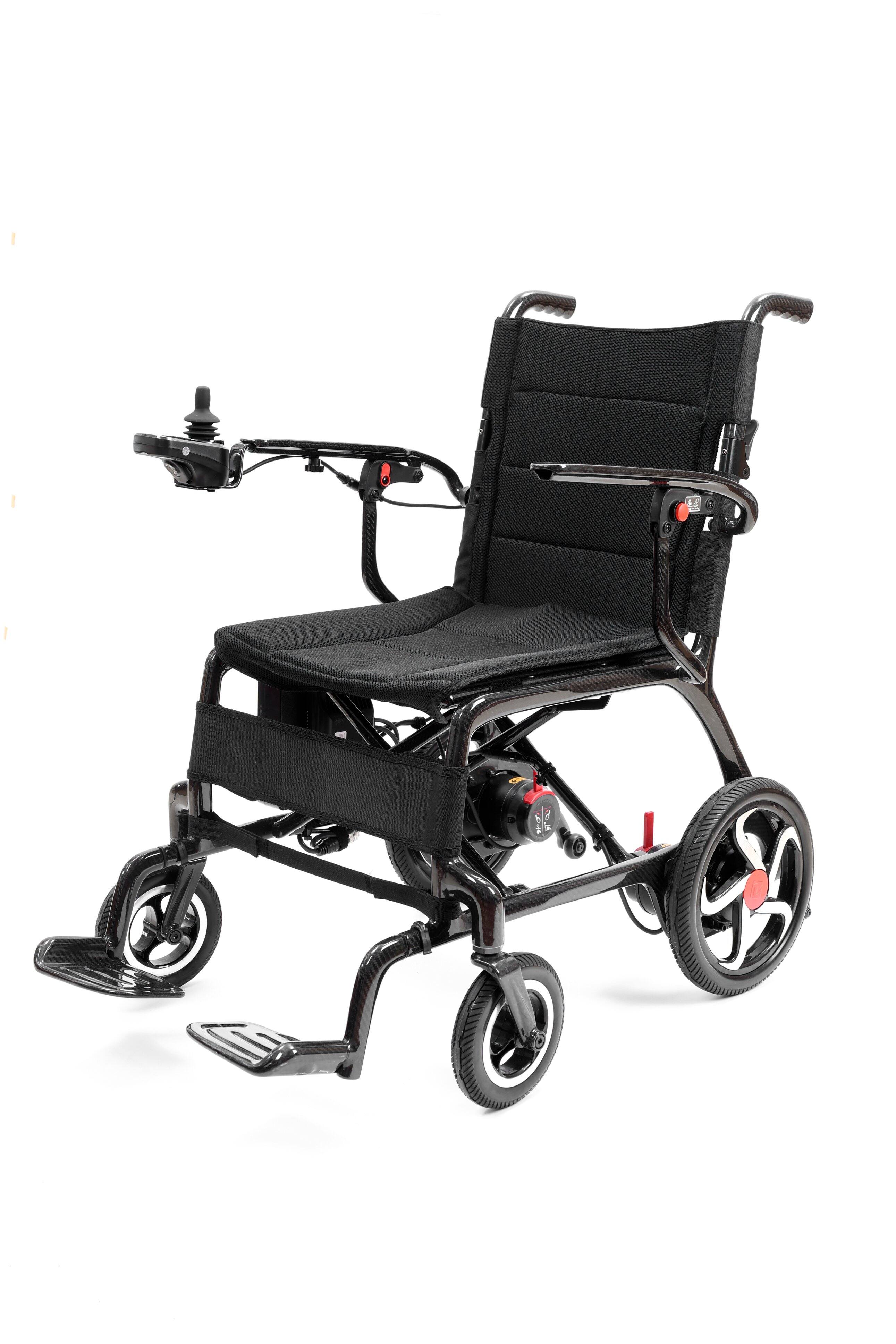 Angle. COWLOWN - 37 LBS Carbon Fiber Electric Wheelchair for Adults 30 Mile Range Foldable with Dual Motors and Lithium Batteries - Black.
