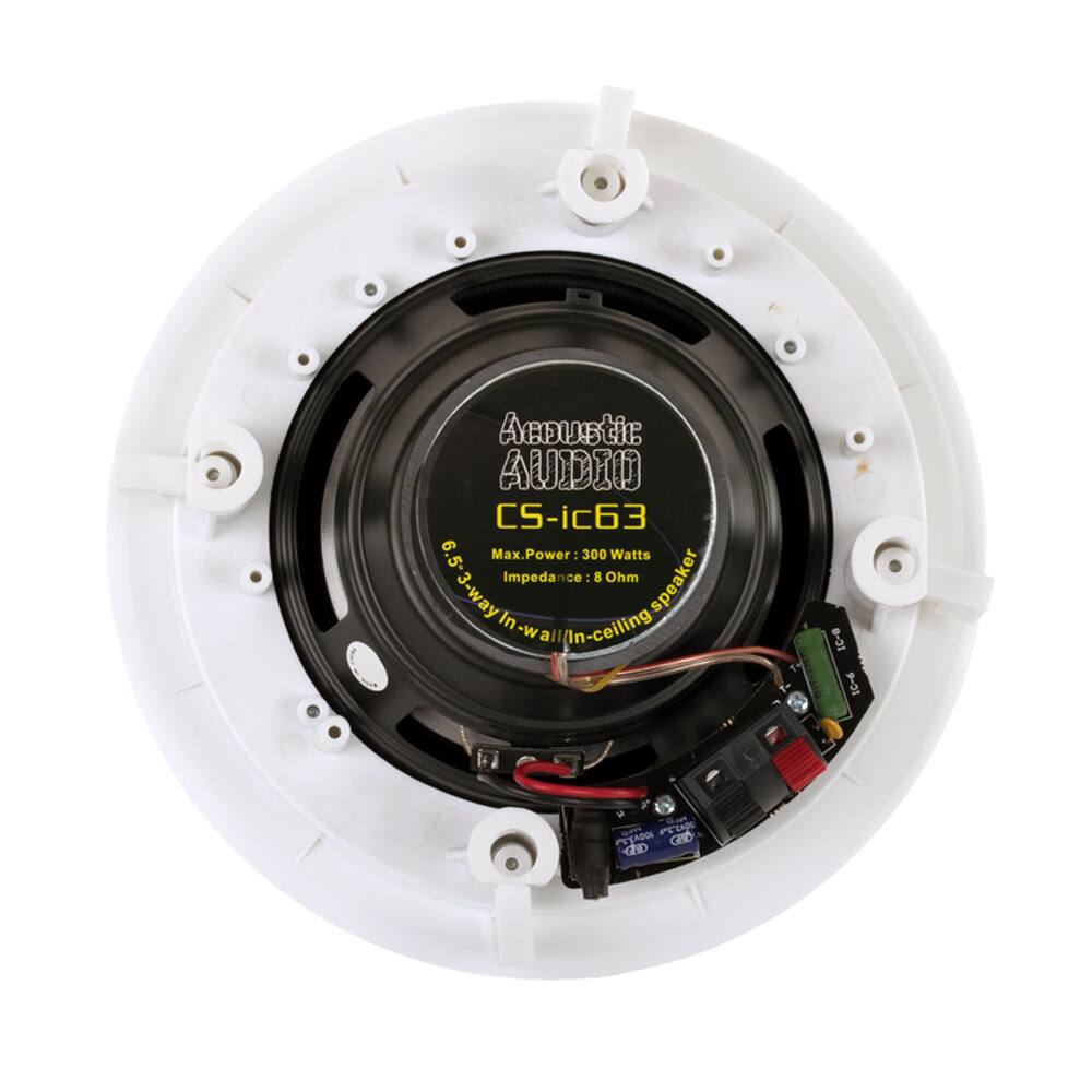 Acoustic AUDIO CS-ic63  
6.5"  
Max. Power: 300 Watts  
Impedance: 8 Ohm  
3-way In-wall / In-ceiling speaker  

PEAGO CInD CD