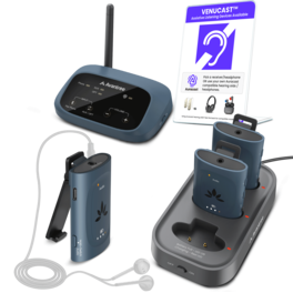 Avantree - AuraPlex M3 - Auracast Assistive Listening System with 1 Transmitter & 3 Wireless Receivers