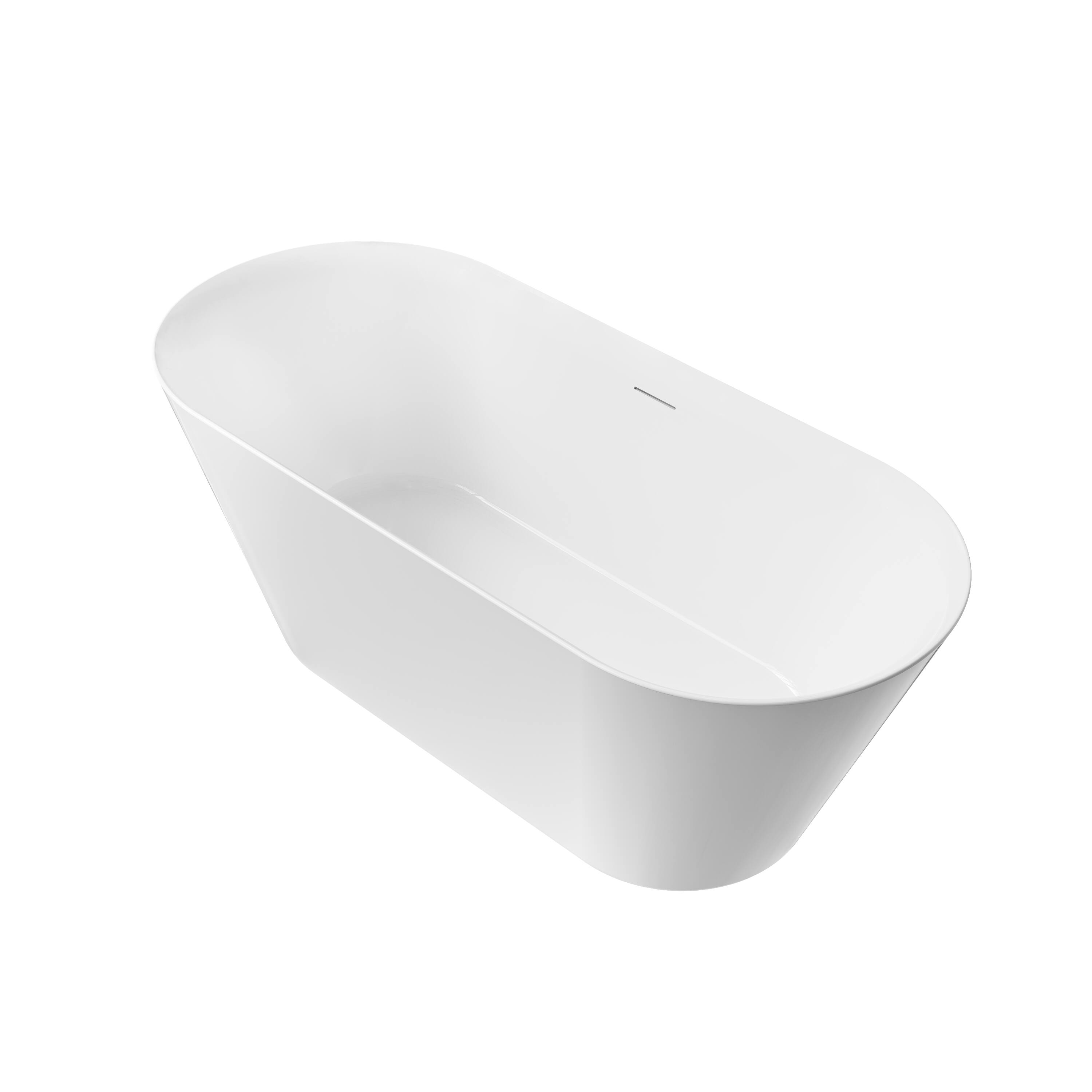 Alt View 8. WELLFOR - Sable 63 in. Acrylic Flatbottom Double Ended Freestanding Soaking  Bathtub with Drain and Overflow - White.