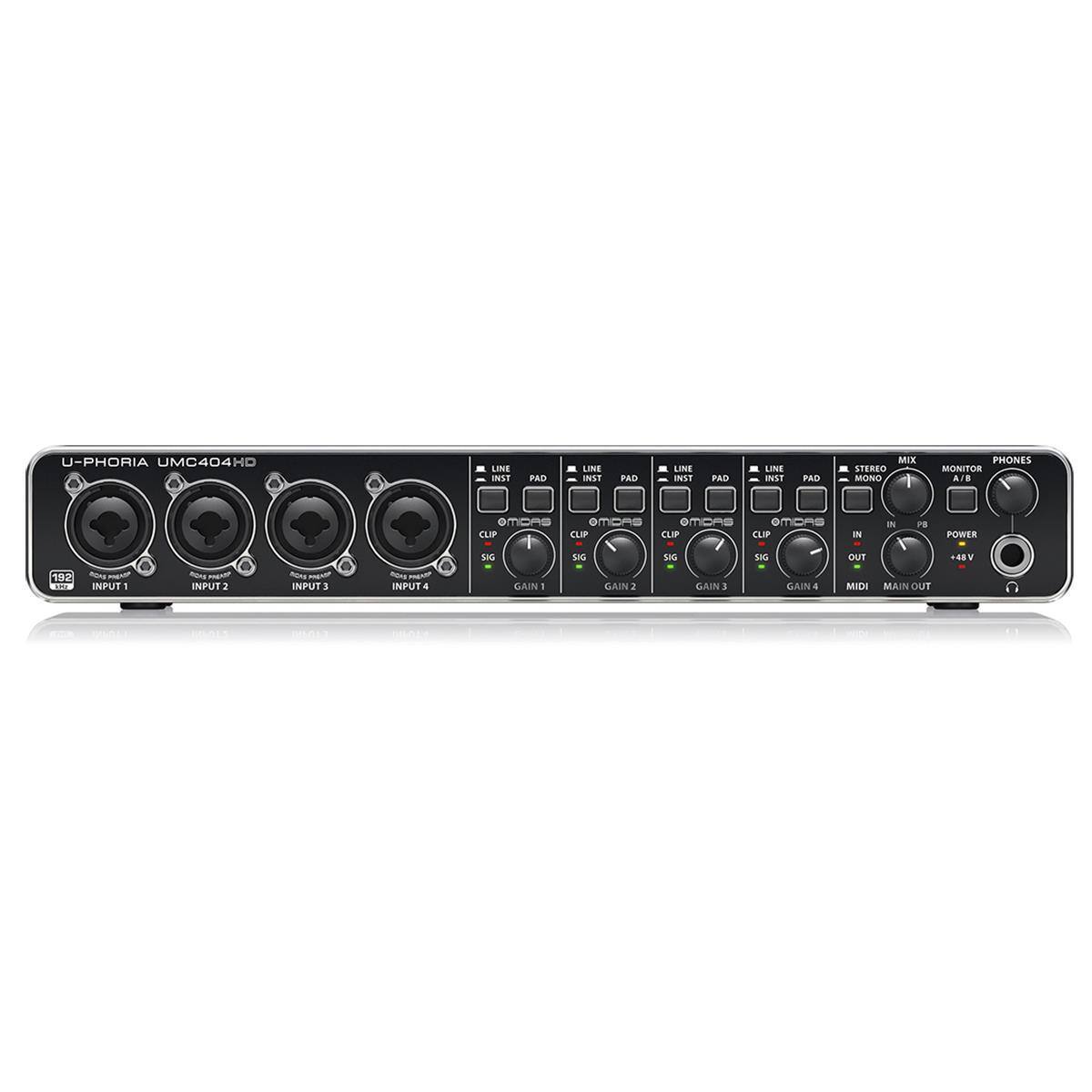 U-PHORIA UMC404HD

LINE INST PAD - LINE INST PAD - LINE INST PAD - LINE INST PAD

MIX - STEREO - MONITOR - PHONES

CLIP - CLIP - CLIP - CLIP

POWER - SIG - SIG - SIG - SIG - OUT

+48V

INPUT 1 - INPUT 2 - INPUT 3 - INPUT 4

GAIN - GAIN - GAIN - GAIN

MIDI - MAIN OUT