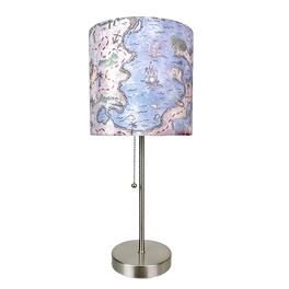 Zeckos - Decorative Treasure Map Brushed Nickel Accent Lamp Coastal Pirate Beach Decor - Multicolored