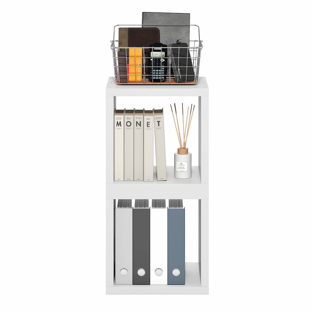 Back. Furinno - CUBICLE Set of 2 Stackable Bookshelf, Cube Storage Organizer Bookcase, for Living Room, Bedroom, Home Office - White.