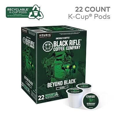 RECYCLABLE K-CUP® PODS  
22 COUNT  
K-Cup® Pods  
KEURIG® AMERICA'S COFFEE  
BLACK RIFLE COFFEE COMPANY  
BEYOND BLACK  
BLACK RIFLE COFFEE COMPANY