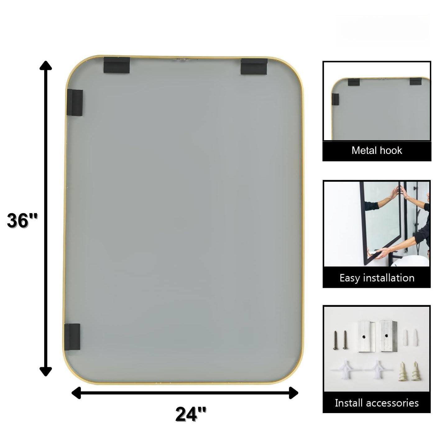 - Metal hook
- Easy installation
- Install accessories

Dimensions:
- 36" (height)
- 24" (width)