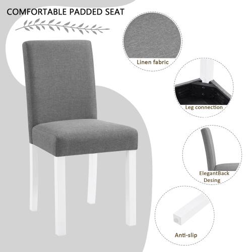 COMFORTABLE PADDED SEAT  
Linen fabric  
Leg connection  
Elegant Back Design  
Anti-slip