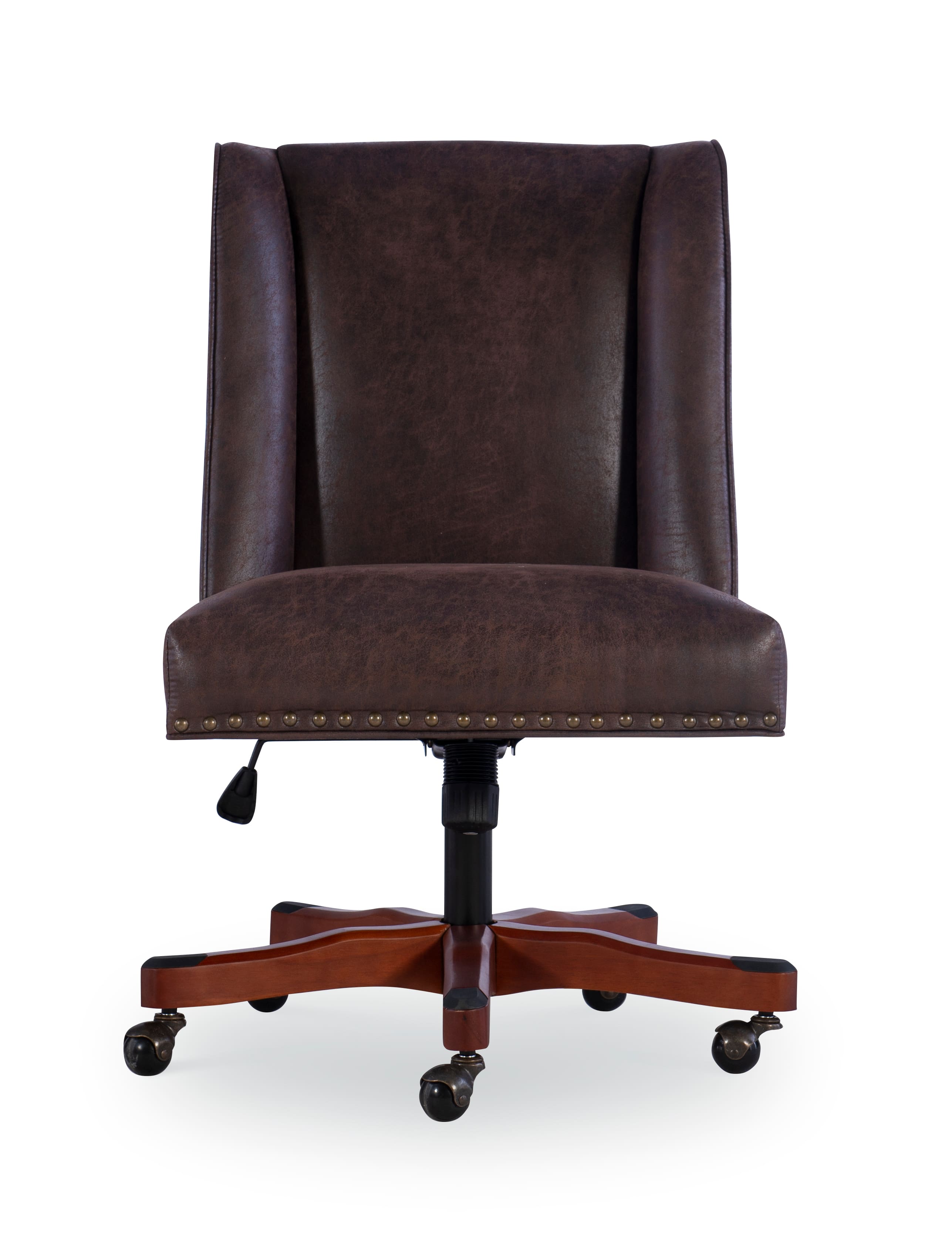 Linon Home Décor – Donora Faux Leather Adjustable Office Chair With Wood Base – Brown Sansujyuku sansujyuku.com