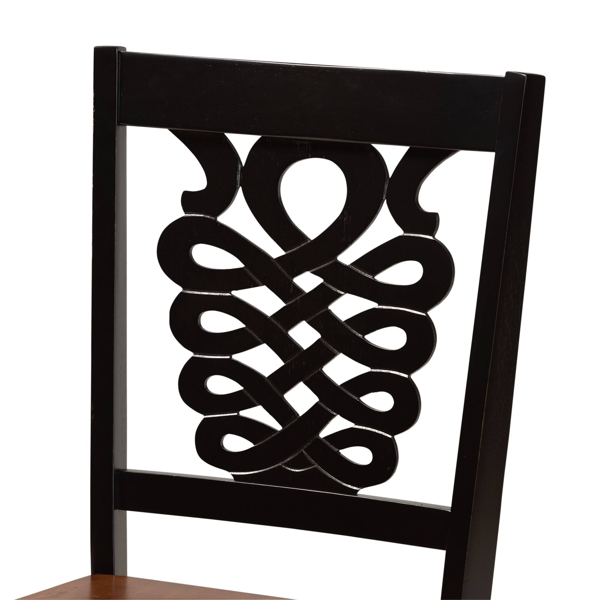 Back. Baxton Studio - Gervais Modern Transitional Two-Tone and Finished Wood 2-Piece Dining Chair Set - Dark Brown/Walnut Brown.