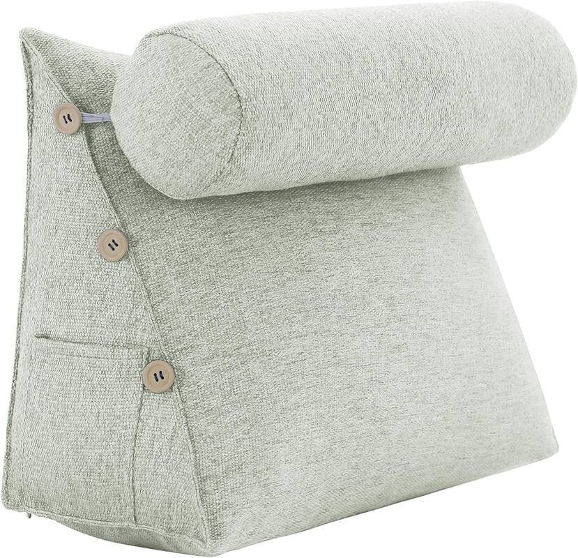 Alt View 1. wowmax - Reading Pillow for Adults - Lumbar Support Cushion for Bed & Sofa (White Polyester) - White.