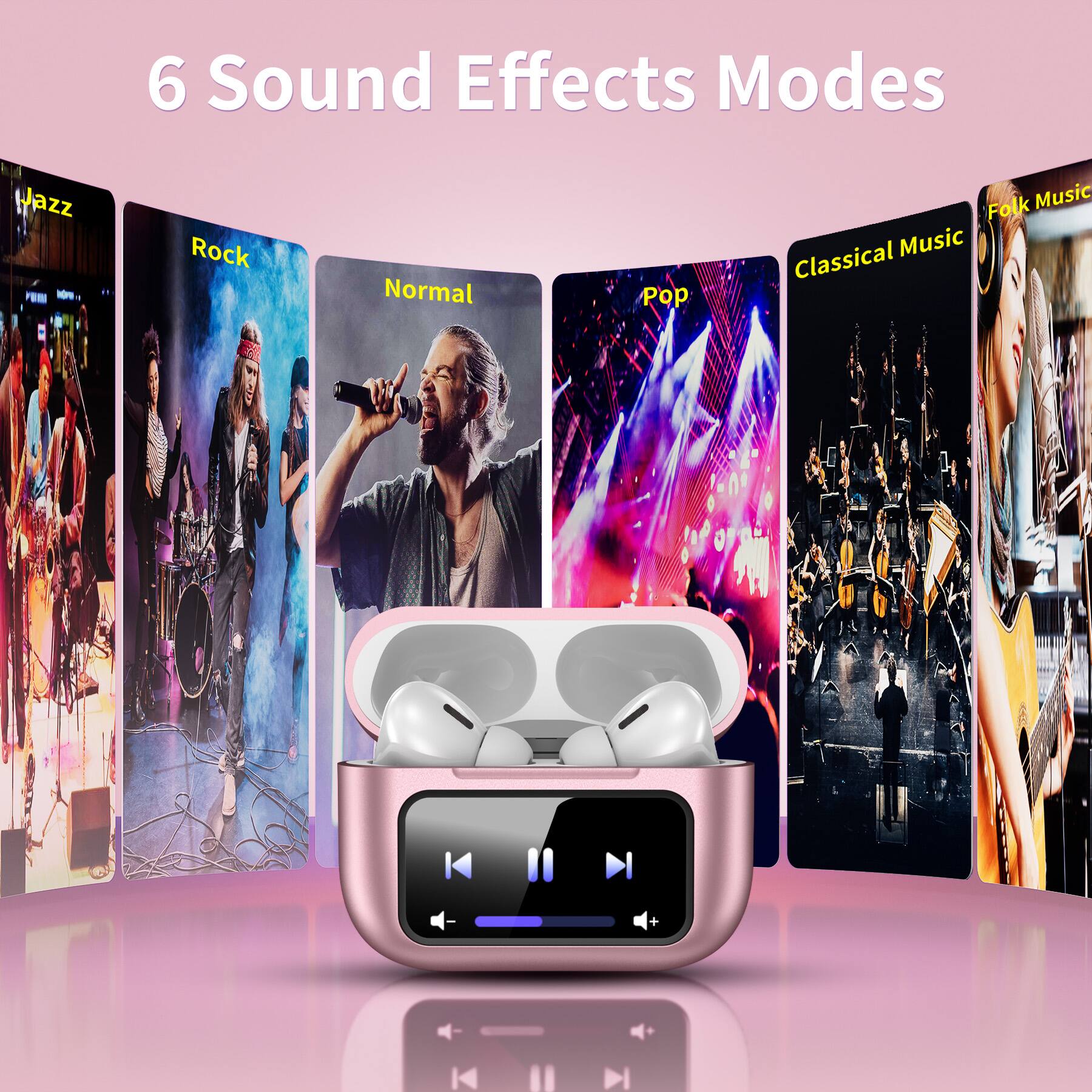6 Sound Effects Modes

- Jazz
- Rock
- Normal
- Pop
- Classical Music
- Folk Music