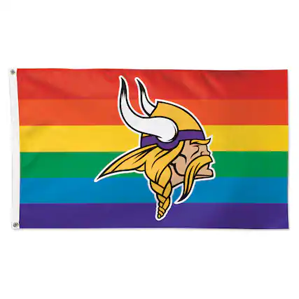 Front. WinCraft - Minnesota Vikings 3' x 5' Pride 1-Sided Deluxe Flag - Multicolor.