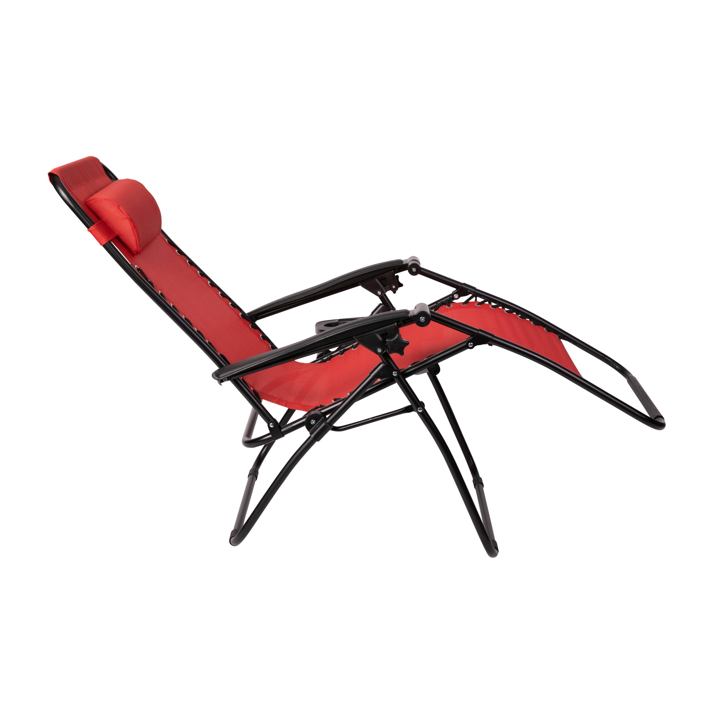 Alt View 9. Emma + Oliver - 2 Pack Adjustable Mesh Zero Gravity Lounge Chair with Cup Holder Tray - Red.