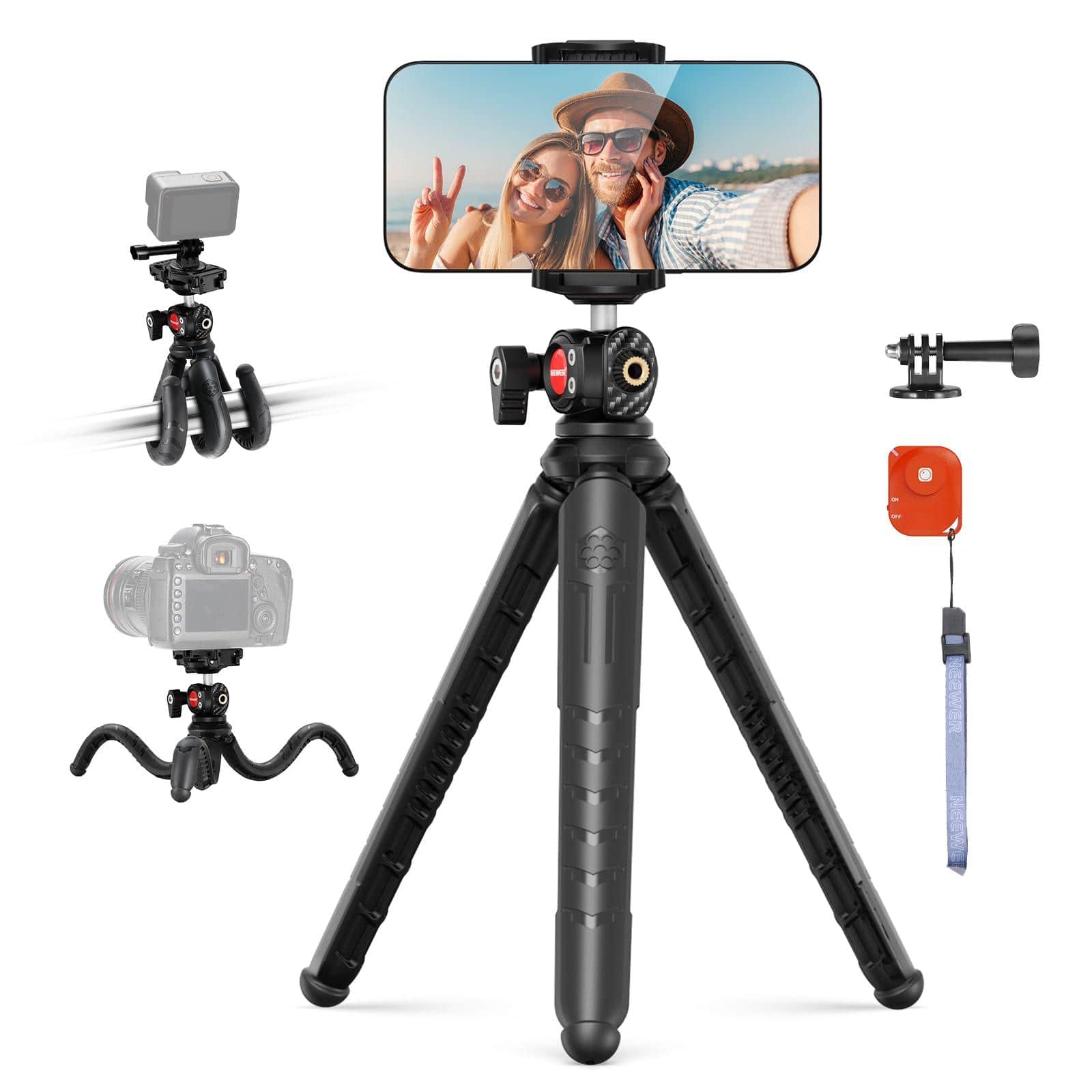 METALTON - Mini Flexible Tripod For Camera With Remote handle phone Holder action Adapter Portable Pocket Desk Travel - T35