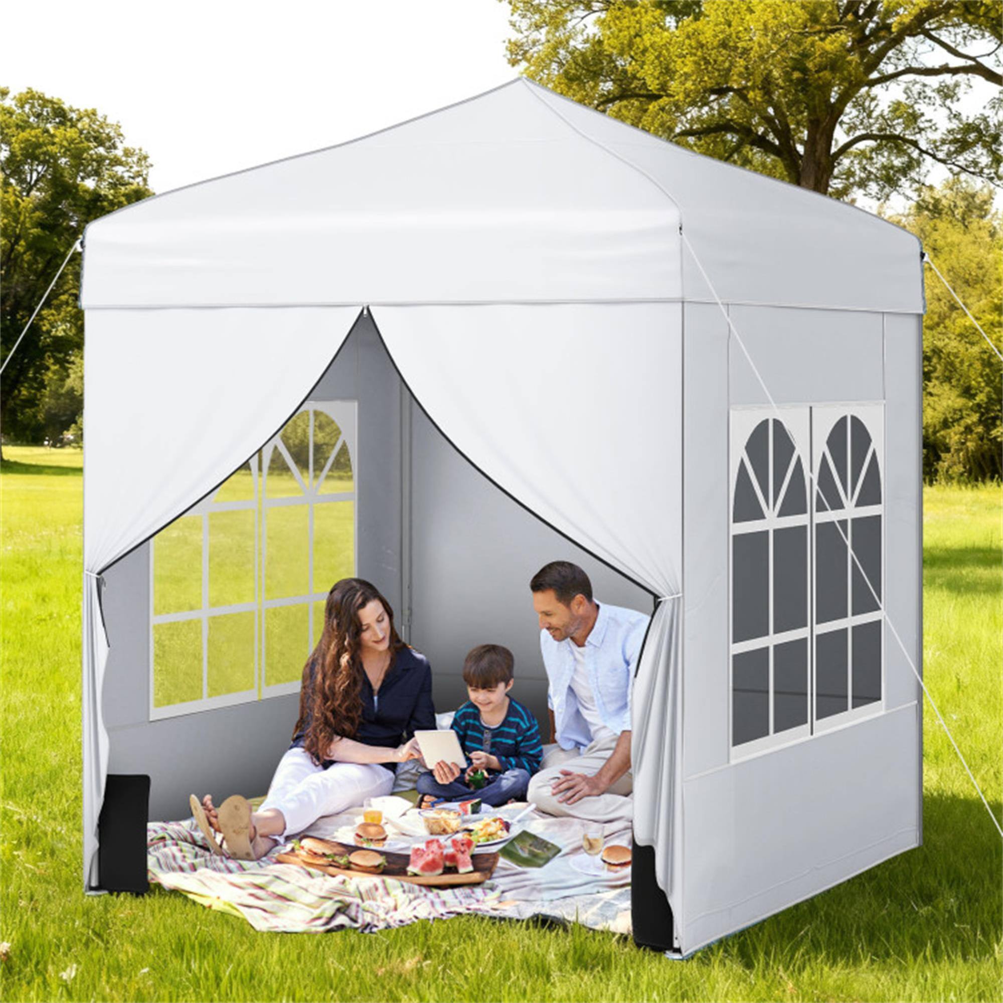 Alt View 3. Boyel Living - White 100.8-in W x 78-in D x 78-in H Pop up Canopy Tent with Sidewalls with Carrying Bag.