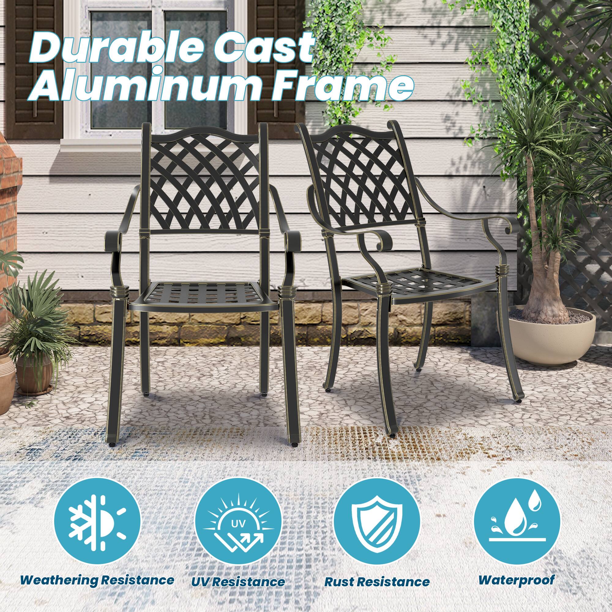 Durable Cast Aluminum Frame

- Weathering Resistance
- UV Resistance
- Rust Resistance
- Waterproof