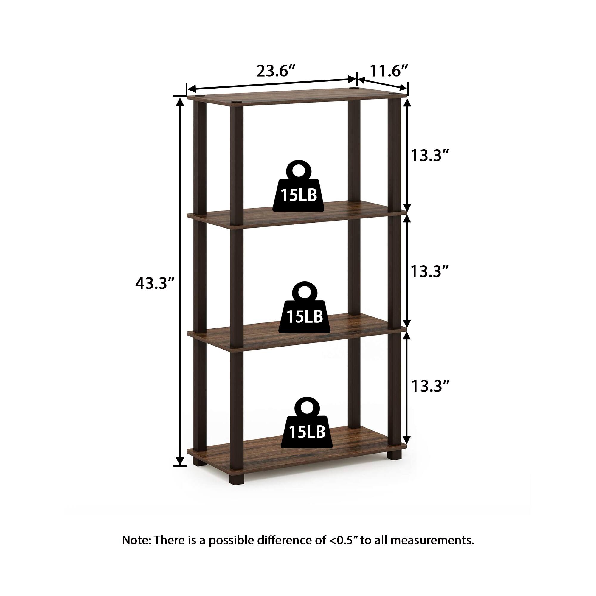 23.6" x 11.6" x 43.3"  
13.3" (depth)  
15LB (weight capacity)