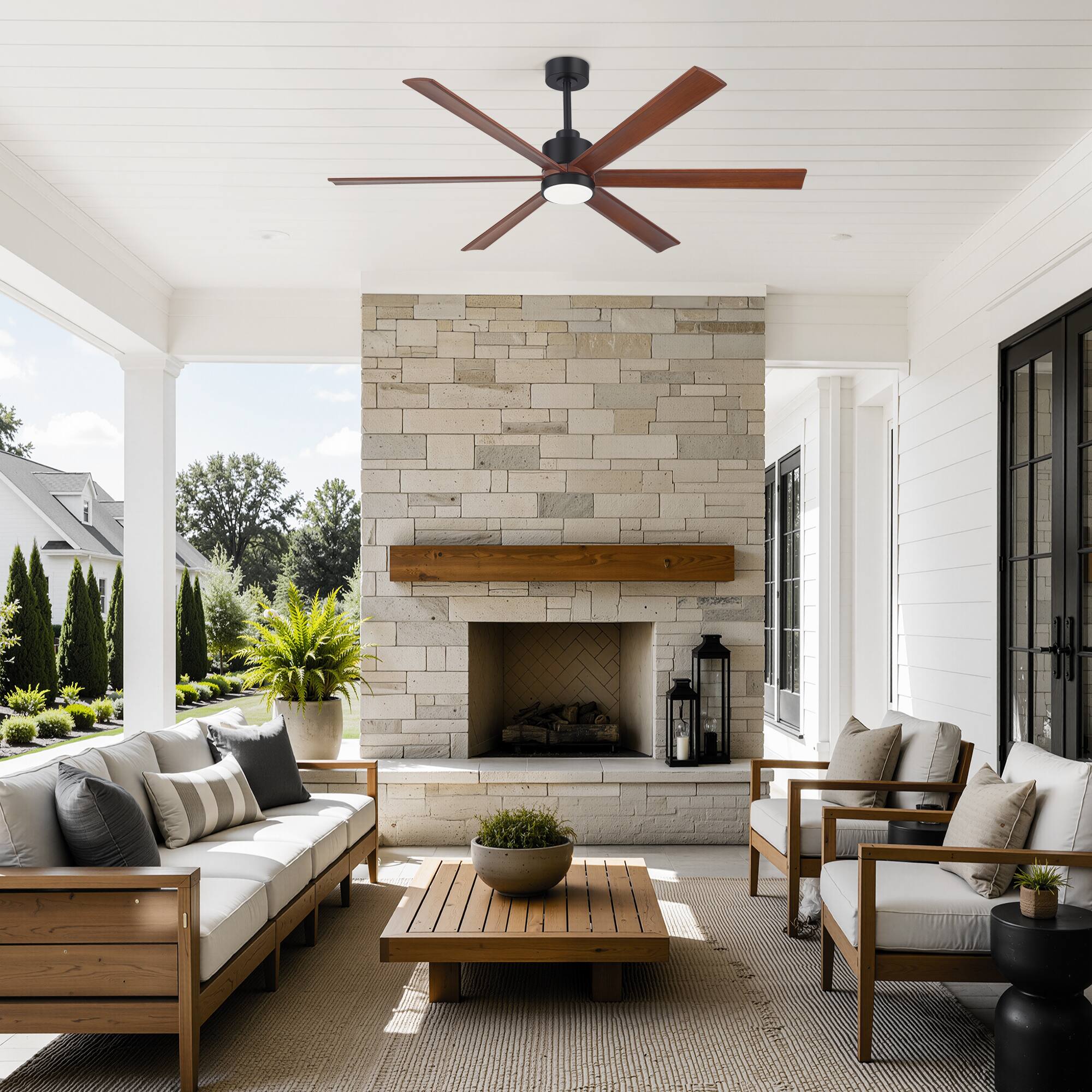 Alt View 7. Breezary - 60" Smart LED Ceiling Fan with Light, Remote & APP Control, 6-Speed, 1/4/8H Timer, 6 Blades, DC Motor - Matte Black.