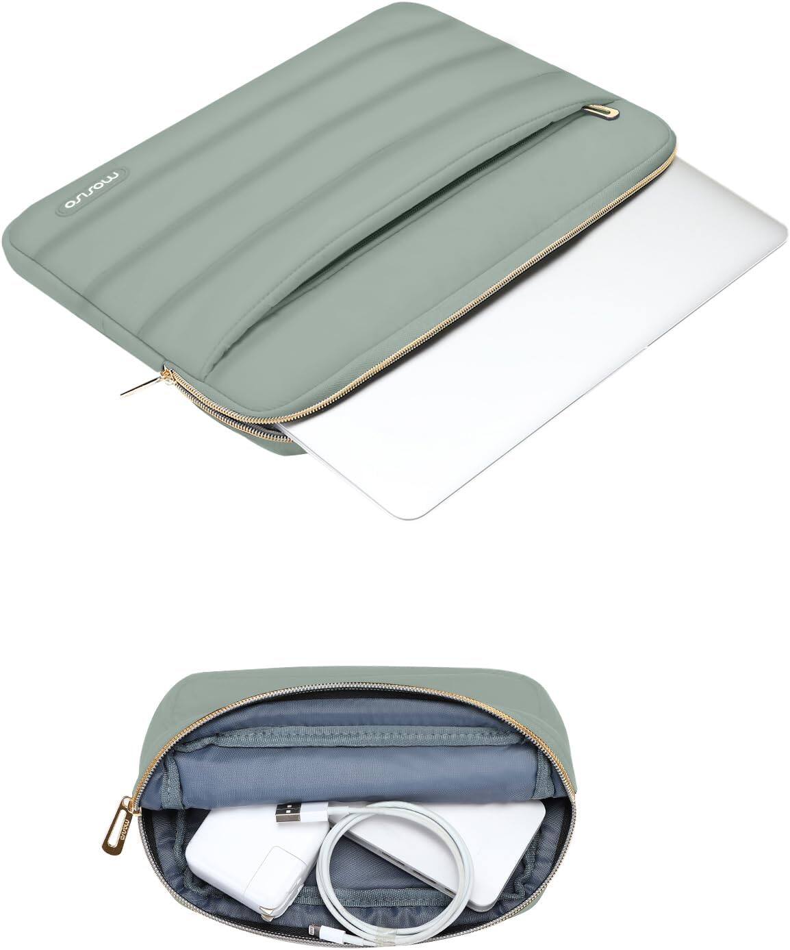 Alt View 1. mosiso - Puffy Laptop Sleeve 15-15.6 inch for MacBook Pro 16, HP Dell ASUS Acer Toshiba Lenovo Notebook - Antique Green.