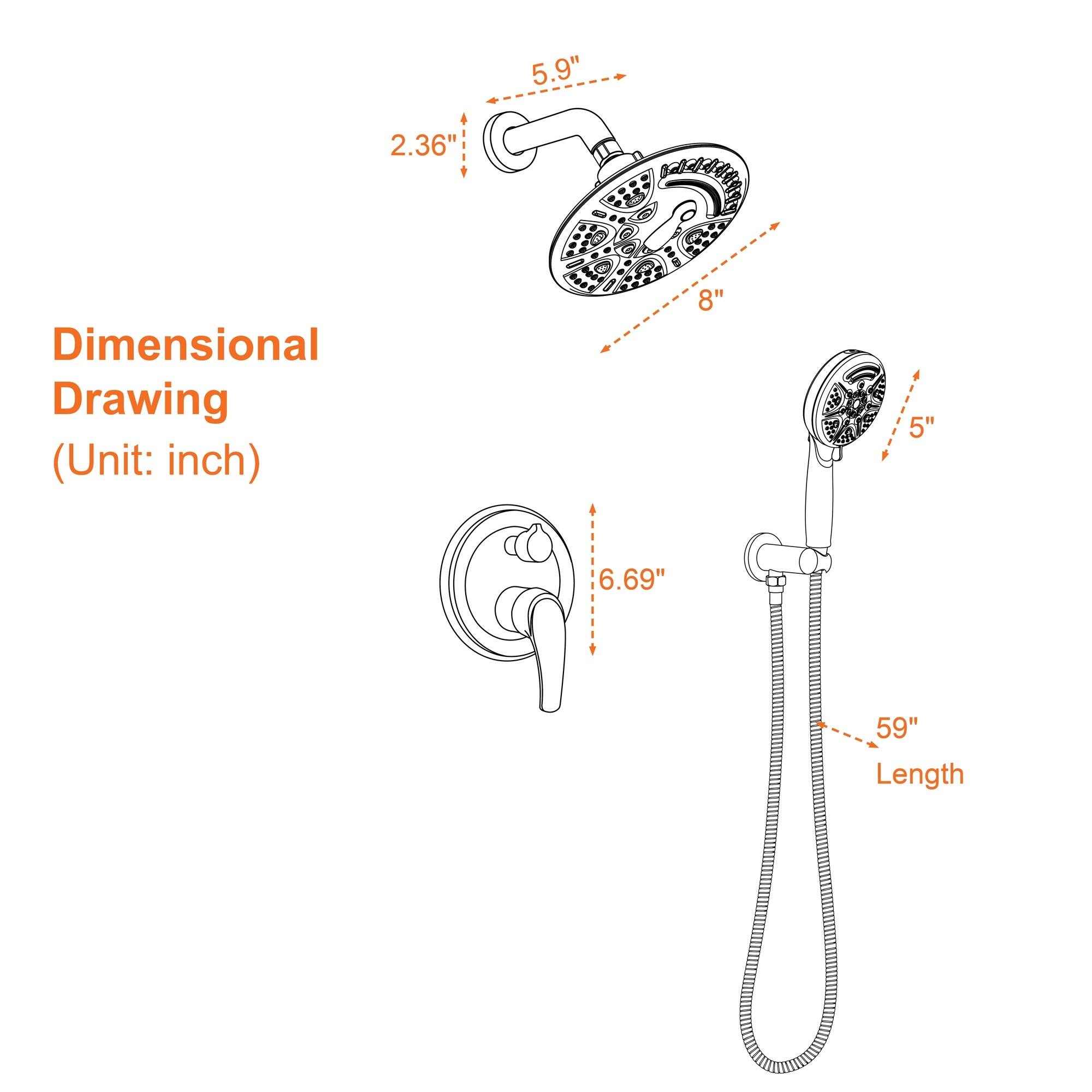 5.9" 2.36" Dimensional Drawing (Unit: inch)  
8" 5" 6.69" 59" Length
