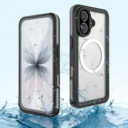 Dteck - IP68 Waterproof Case for Apple iPhone 17 with Built-in Screen Protector, 360 Clear Full Body Shockproof Cover - Black