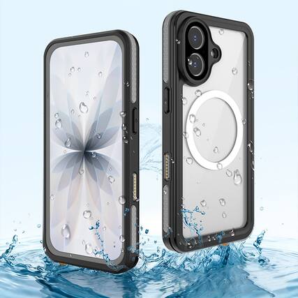 Front. Dteck - IP68 Waterproof Case for Apple iPhone 17 with Built-in Screen Protector, 360 Clear Full Body Shockproof Cover - Black.