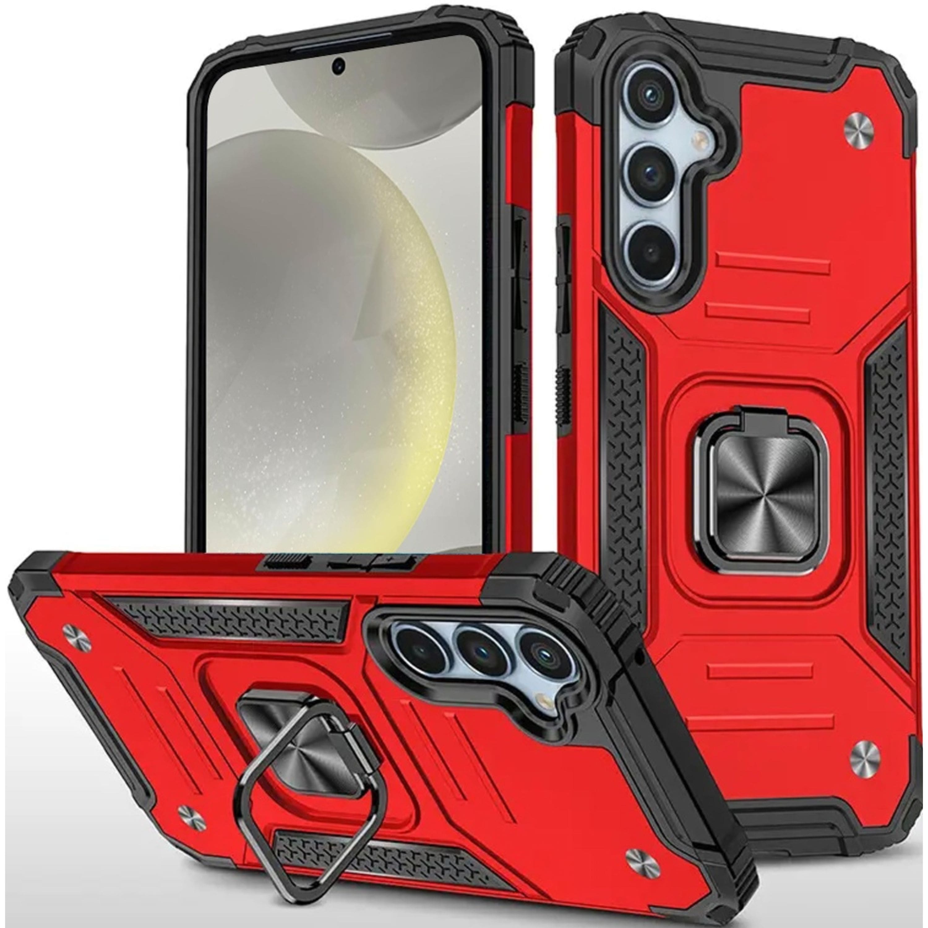 Kitcheniva - Magnetic Kickstand Shockproof Cover Plus Tempered Glass For Samsung S25/S24 - Red price history on PriceWatchPro