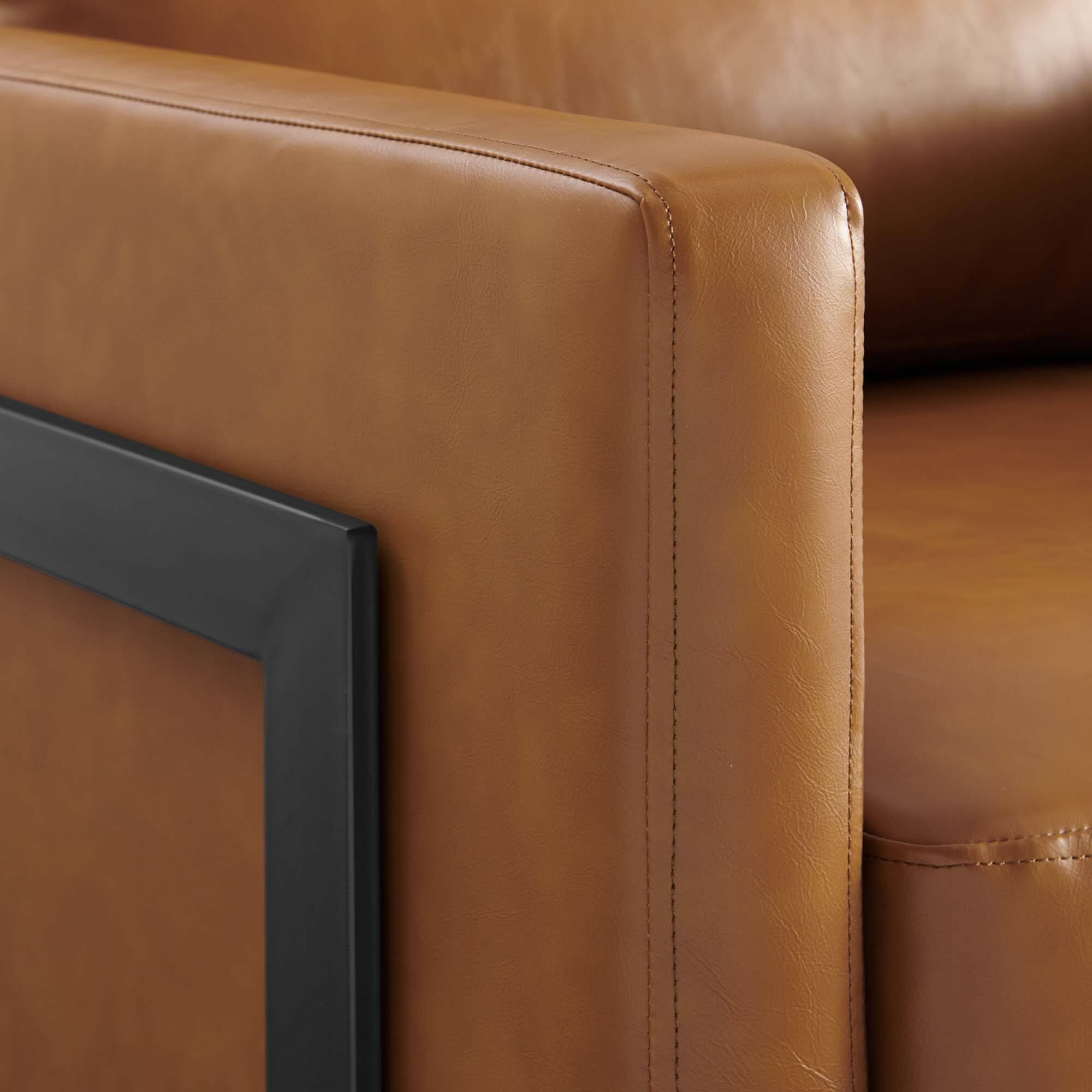 Alt View 4. Modway - Posse Vegan Leather Accent Chair by Modway - Black Tan.