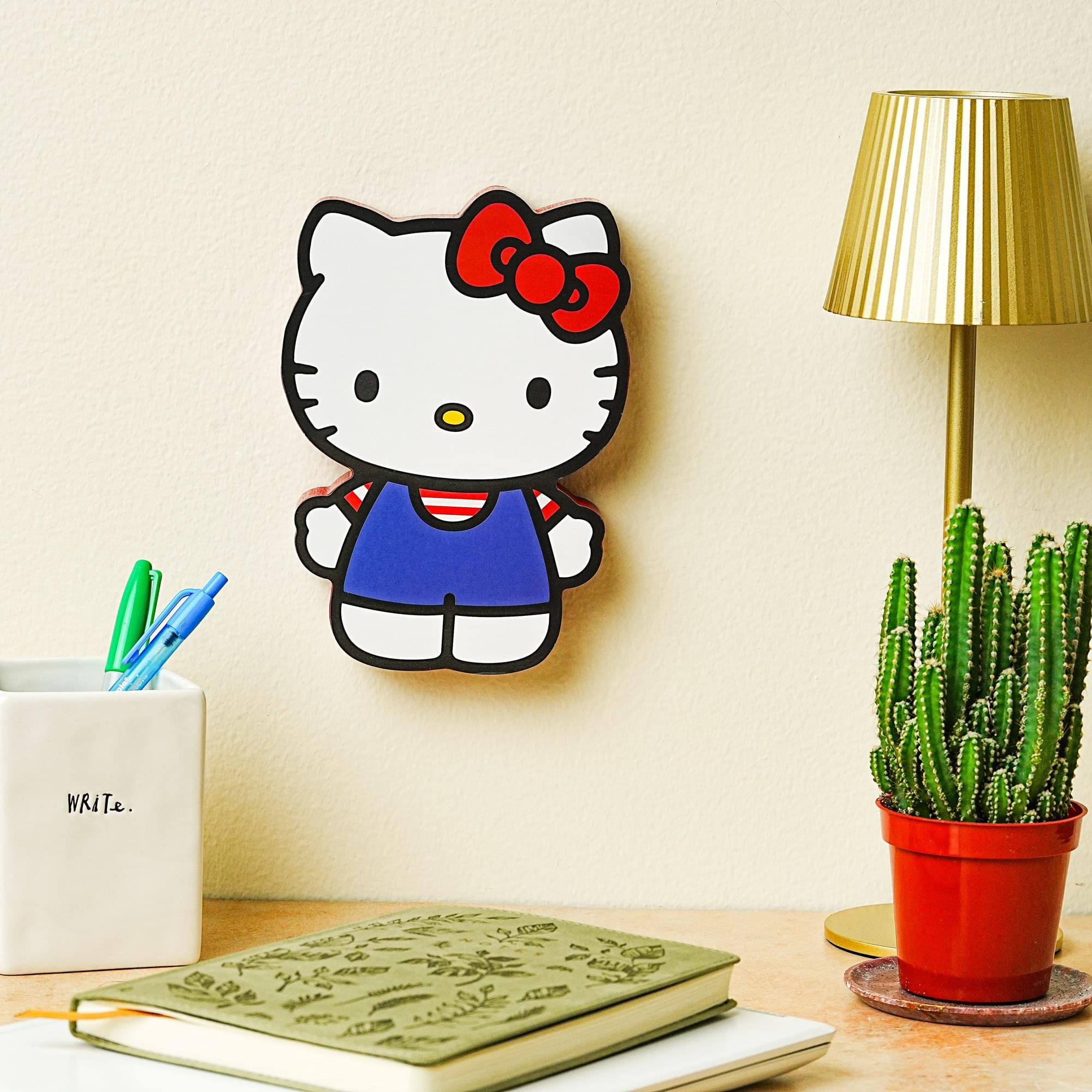 Alt View 4. Silver Buffalo - Sanrio Hello Kitty Classic Die-Cut Wooden Wall Art Sign | 8 x 6 Inches - Red.