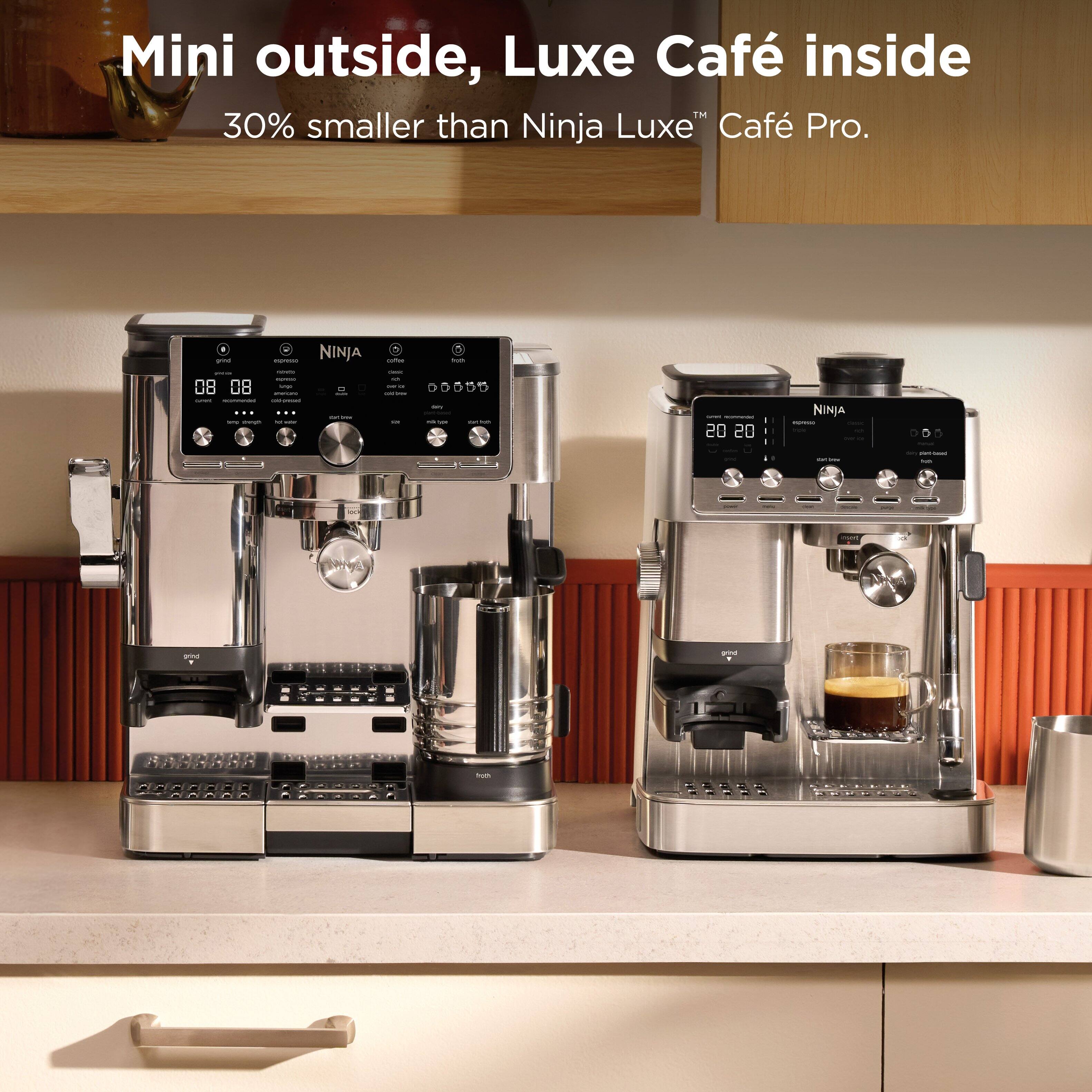 Mini outside, Luxe Café inside  
30% smaller than Ninja Luxe Café Pro.