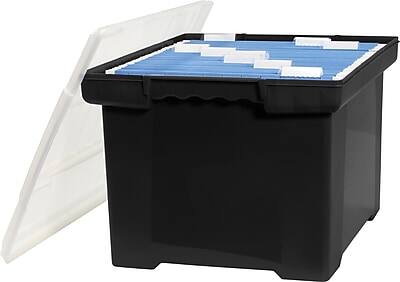 Alt View 3. Storex - Storex Storage Plastic File Tote with Comfort Grips, Letter/Legal Size, Black/Clear (61528U01C) - Black and clear.