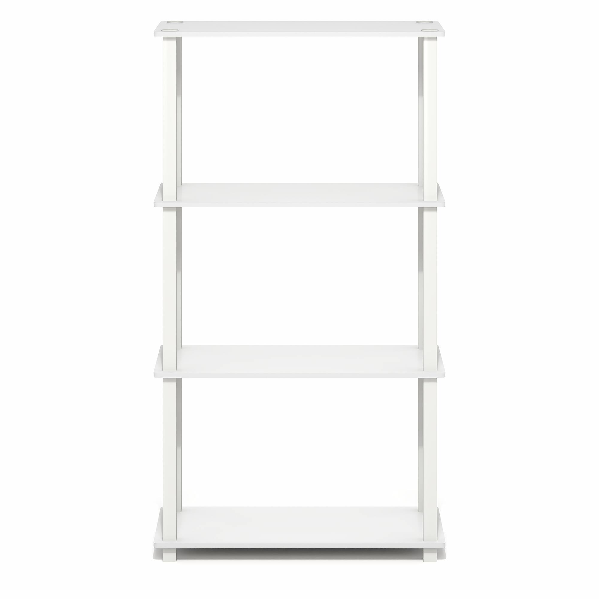 Alt View 6. Furinno - TURN-S-TUBE Storage Shelves, 4-Tier Book Shelf, Corner Shelf, Toolless Open Frame Standing Shelves - White/White.