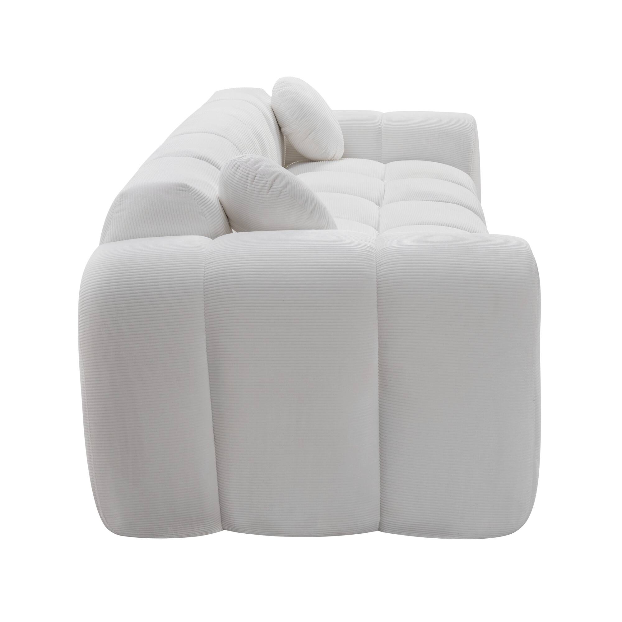 Alt View 4. Boyel Living - 98.4-Inch Corduroy 3-Seat Cloud Floor Sofa with 2 Pillows - White.