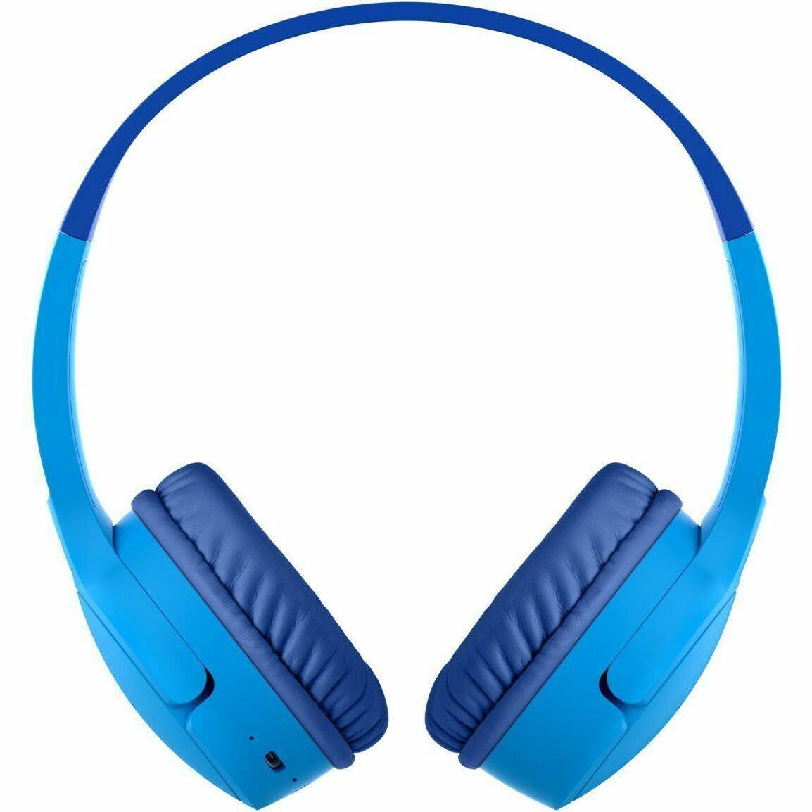 Alt View 3. Belkin - Belkin Wireless Bluetooth On-Ear Headphones for Kids w/ Mic - 85dB Limit - w/ USB-C Cable - Headset - Blue - Stereo - Mi - Blue.