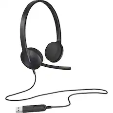 Front. Logitech - Logitech H340 USB Computer Headset with Microphone - Black.