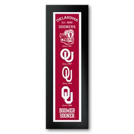 Sporticulture - Oklahoma Sooners Framed 12" x 36" Logo Heritage Art Print - Multicolor
