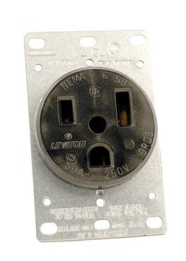 Leviton - 5374 50 Amp Flush-Mount Straight Blade Receptacle Industrial Grade Grounding - Black