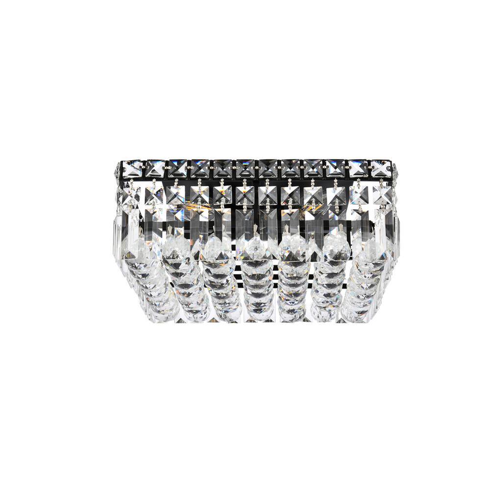 Back. Elegant Lighting - Maxime 12 inch black flush mount - Black And Clear.
