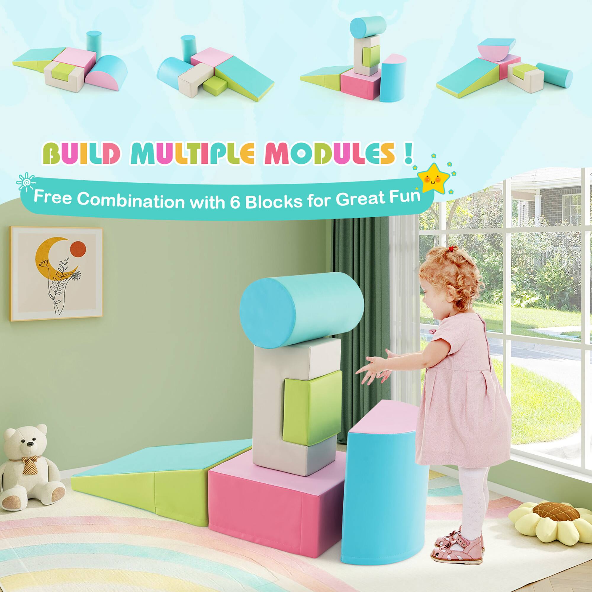 BUILD MULTIPLE MODULES!  
Free Combination with 6 Blocks for Great Fun