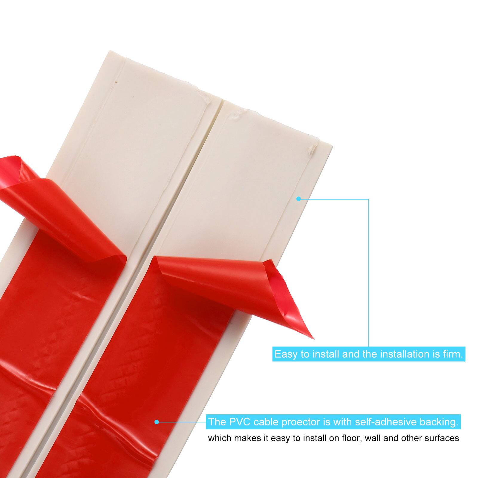 Easy to install and the installation is firm. The PVC cable protector is with self-adhesive backing, which makes it easy to install on floor, wall and other surfaces.