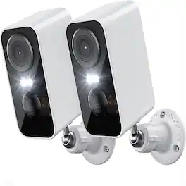 PRIMEPLUS - 2 PCS 2K Wireless WiFi Surveillance Camera with Battery, Night Vision,Colour and AI & PIR Motion Detection,Outdoor/Indoo