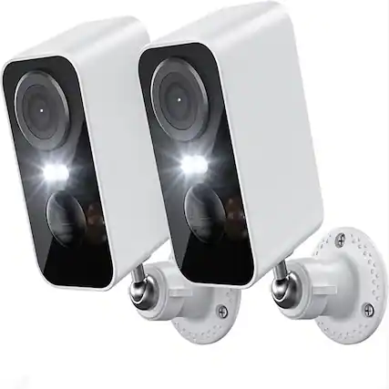 Front. PRIMEPLUS - 2 PCS 2K Wireless WiFi Surveillance Camera with Battery, Night Vision,Colour and AI & PIR Motion Detection,Outdoor/Indoo.