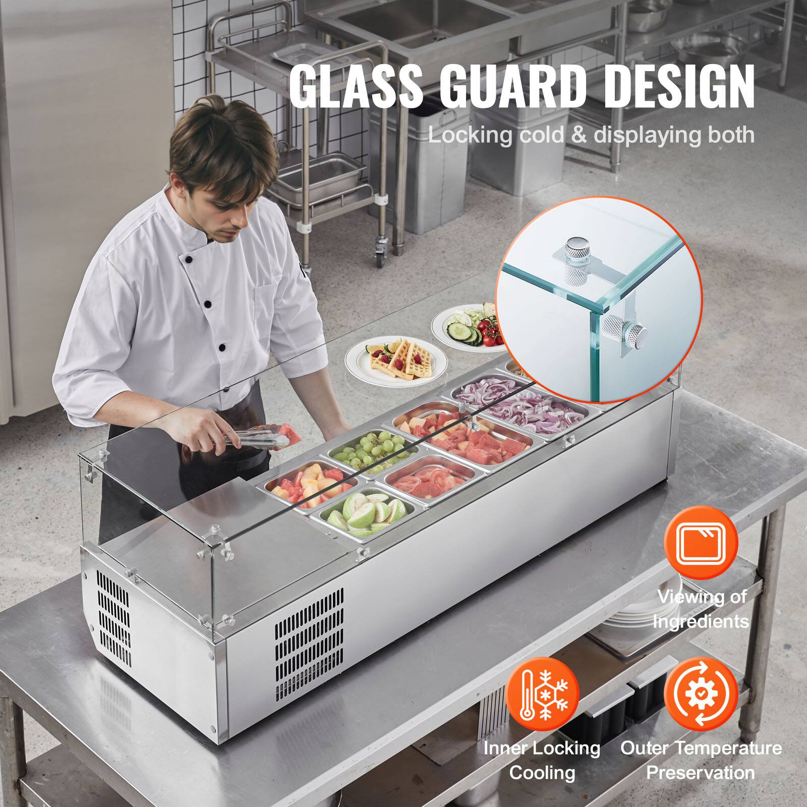 GLASS GUARD DESIGN  
Locking cold & displaying both  

- Viewing of Ingredients  
- Inner Locking Cooling  
- Outer Temperature Preservation