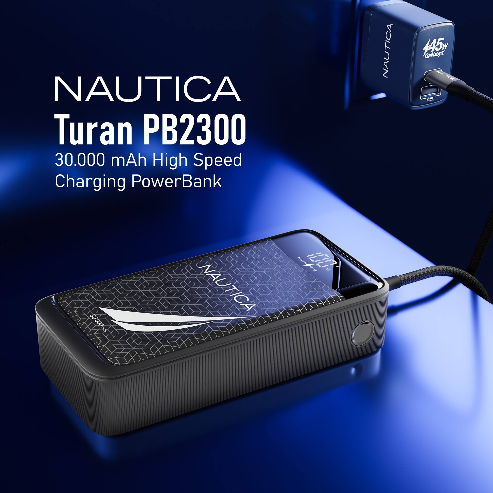 NAUTICA Turan PB2300  
30,000 mAh High Speed Charging PowerBank